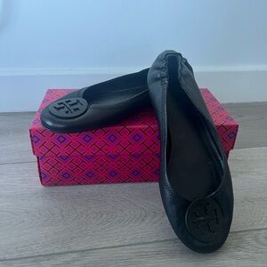 Tory Burch Black Ballet Flats ( Used)
